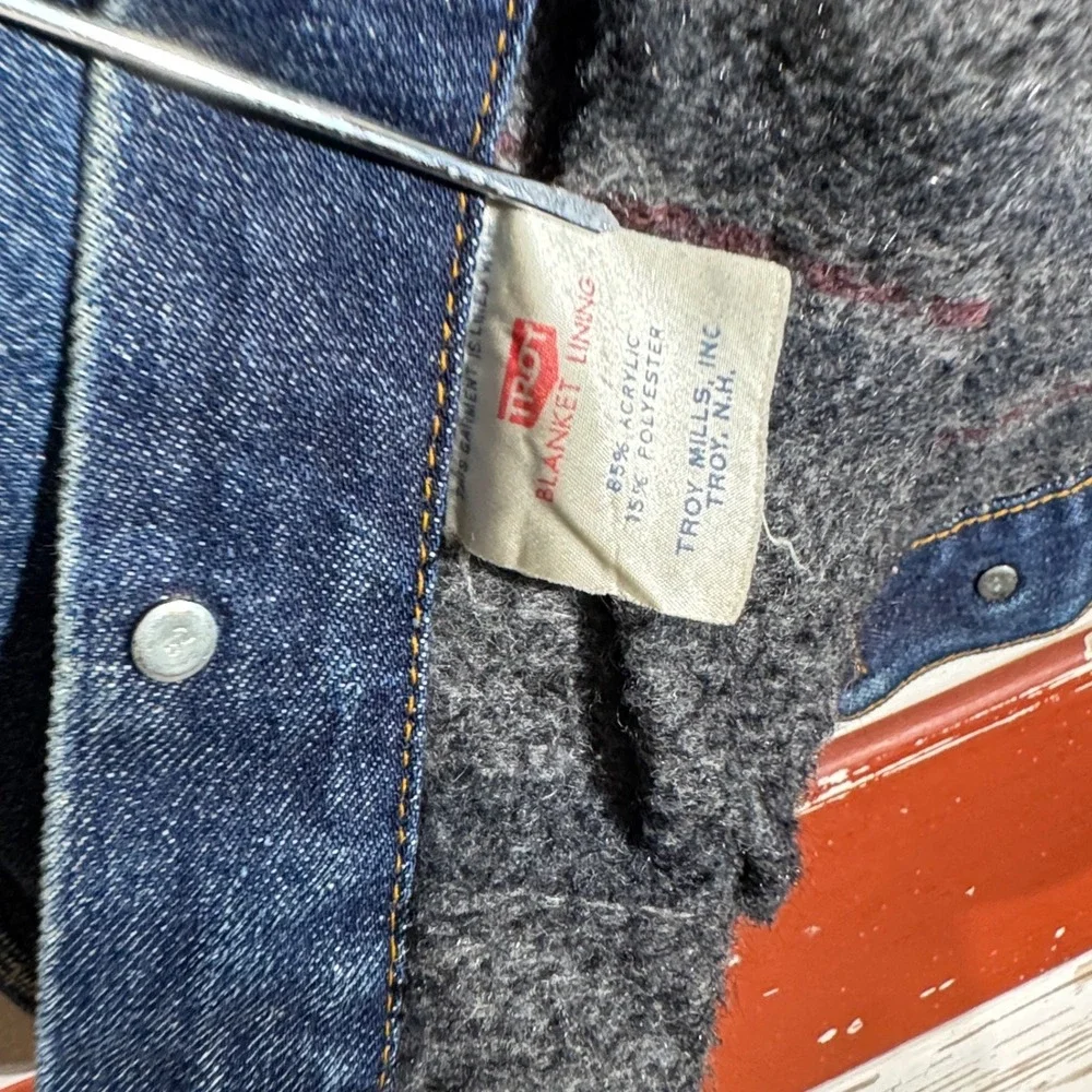 USA 70s Vintage Levi's Denim Jacket Blanket Lined Trucker Jacket Size 34‎ - Picture 6 of 8